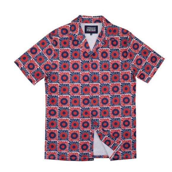 Section 119 Phish Mesh Button Down Navy & Red, Size Medium - Picture 1 of 8